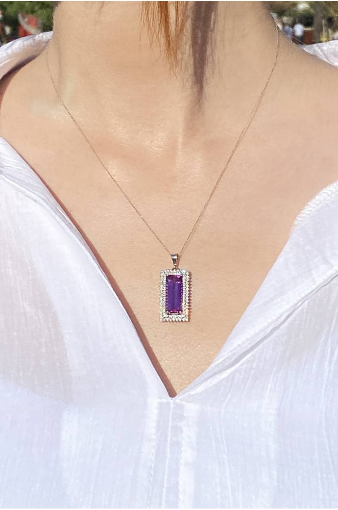 Ametistli Pırlantalı Kolye 8,97 Karat