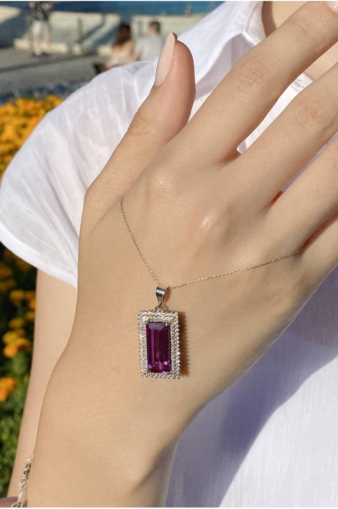 Ametistli Pırlantalı Kolye 8,97 Karat