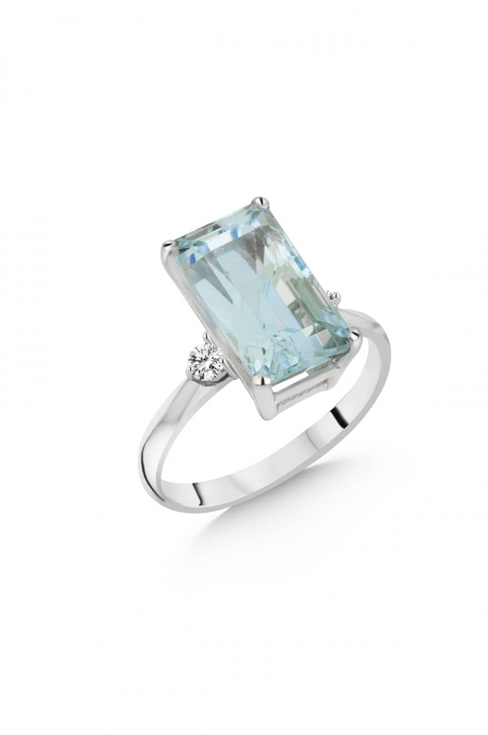 Aquamarinli Pırlantalı Yüzük 6,46 Karat