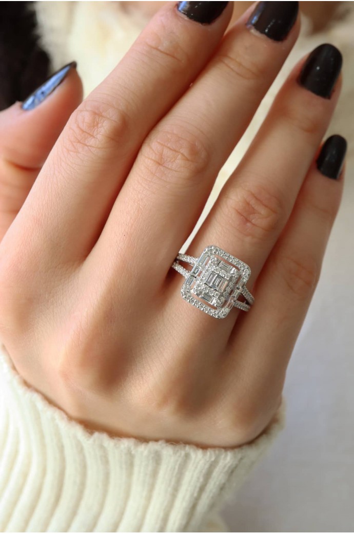 Baget Pırlanta Yüzük 0,71 Karat 