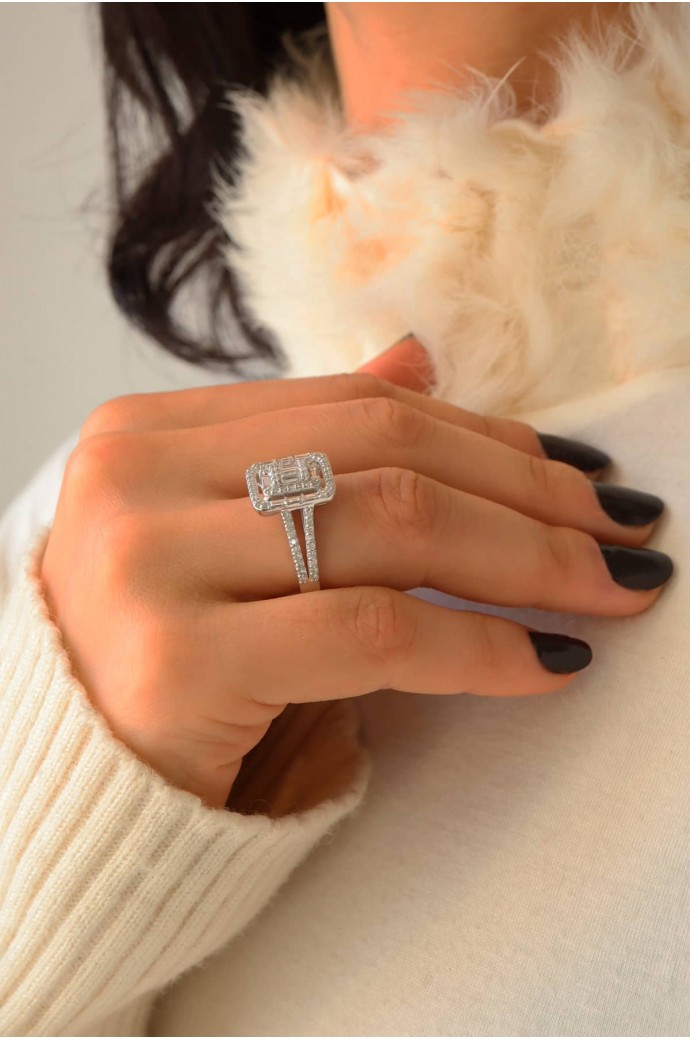 Baget Pırlanta Yüzük 0,71 Karat 