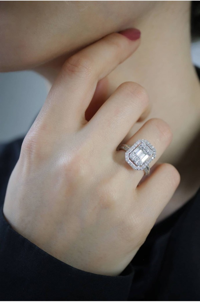 Baget Pırlanta Yüzük 0,95 Karat 