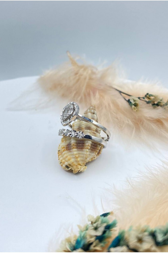 Baget Pırlanta Yüzük Efektli 0,15 Karat 