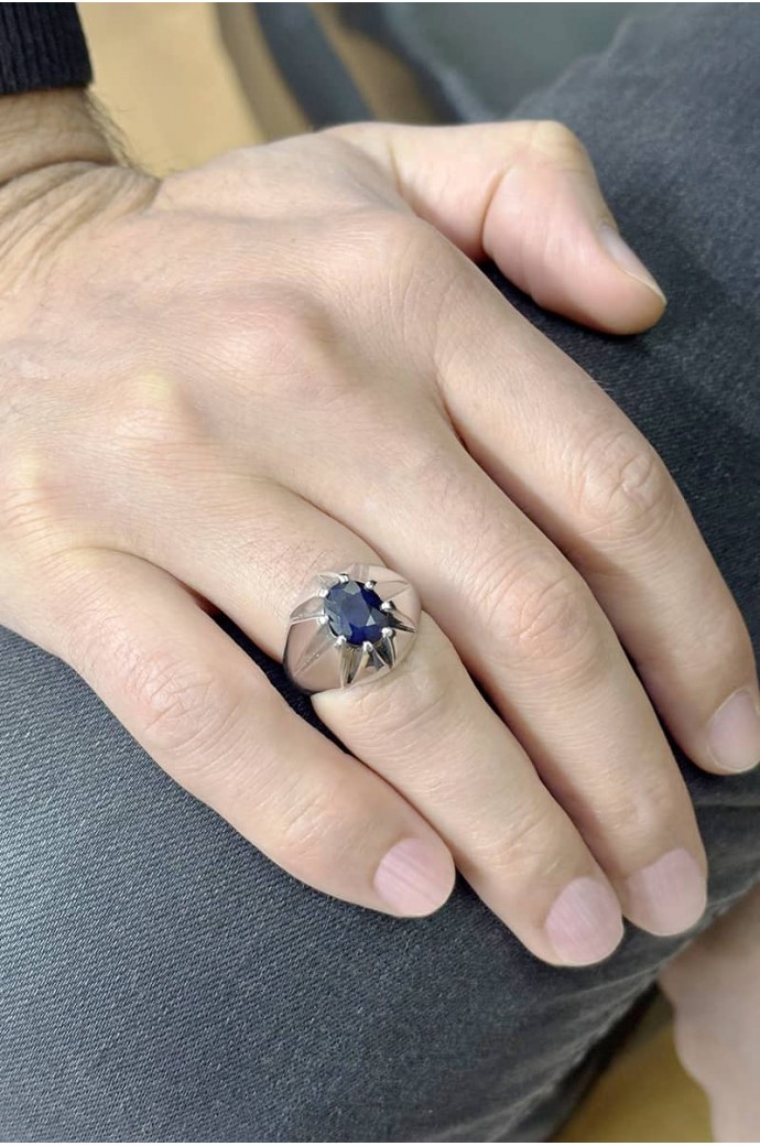 Erkek Yüzüğü Safirli 2,85 Karat