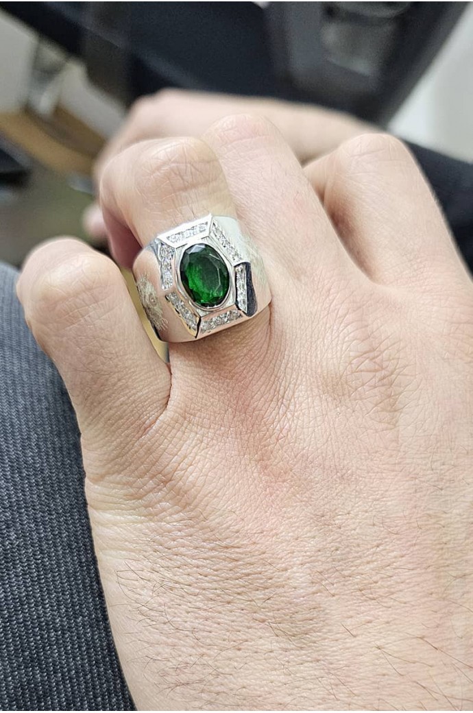 Erkek Zümrütlü Pırlantalı Yüzük 3,20 Karat