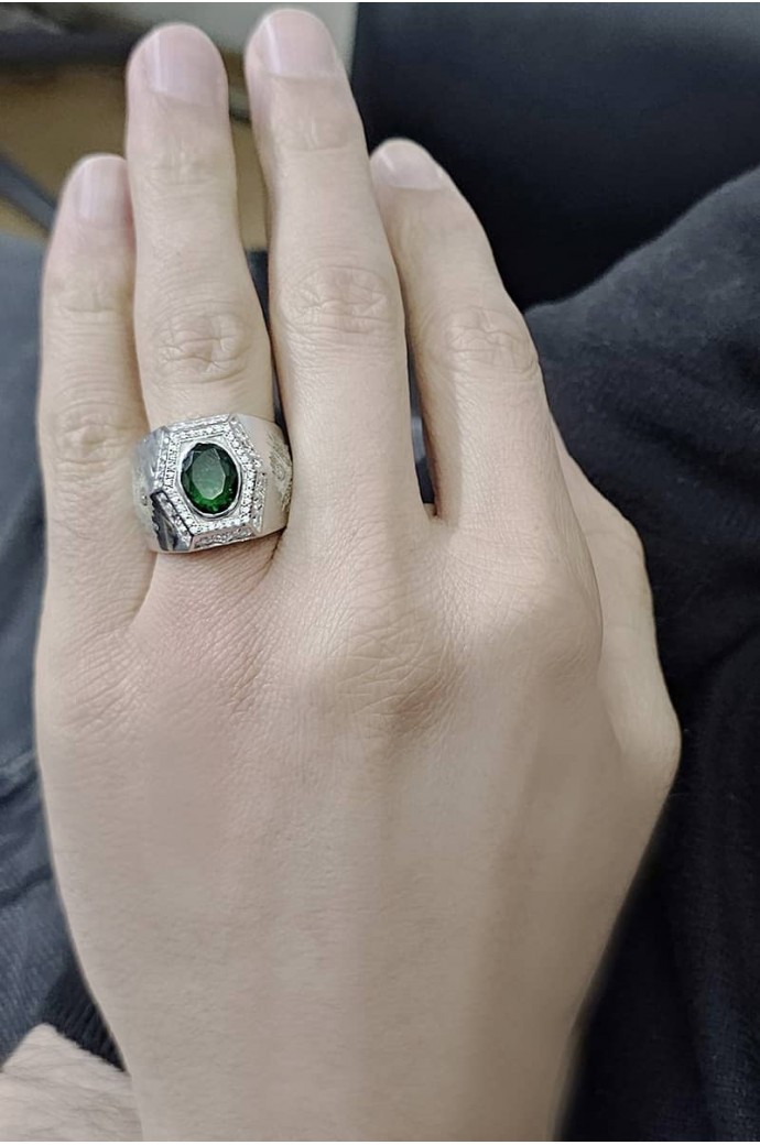 Erkek Zümrütlü Pırlantalı Yüzük 3,57 Karat