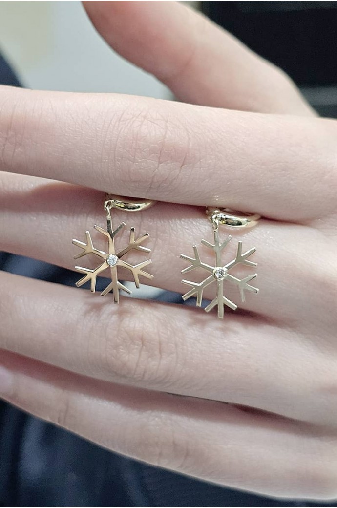 Fantazi Pırlanta Küpe Kar Tanesi 0,04 Karat