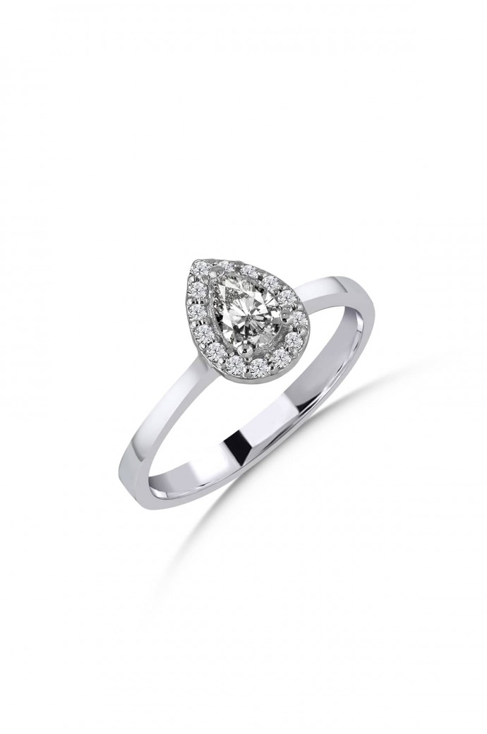 Tektaş Pırlanta Yüzük Damla Kesim 0,40 Karat