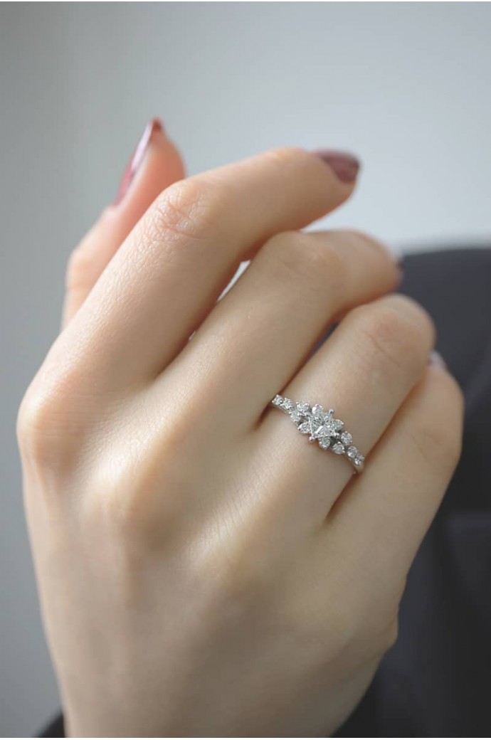 Tektaş Pırlanta Yüzük Prenses Kesim 0,60 Karat