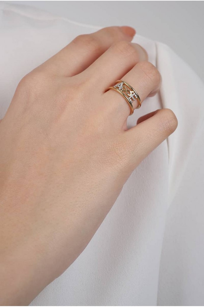 Harfli Fantazi Pırlanta Yüzük 0,06 Karat