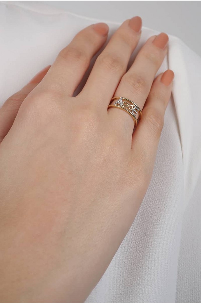 Harfli Fantazi Pırlanta Yüzük 0,06 Karat