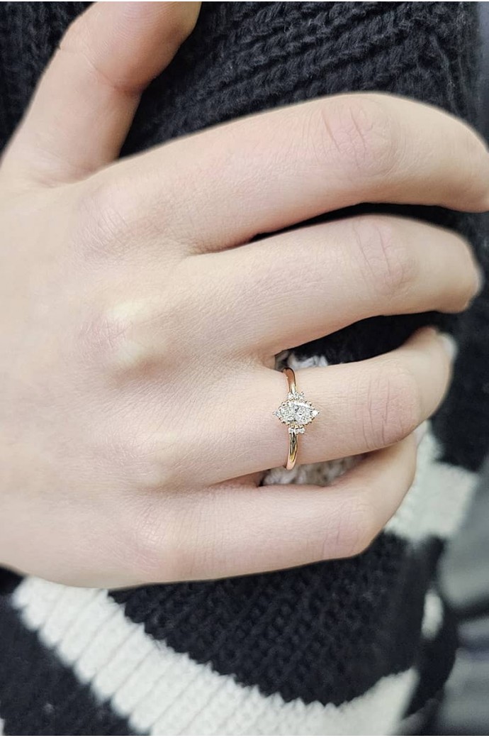 Tektaş Pırlanta Yüzük Markiz Kesim 0,44 Karat