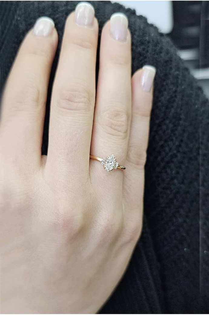 Tektaş Pırlanta Yüzük Markiz Kesim 0,44 Karat