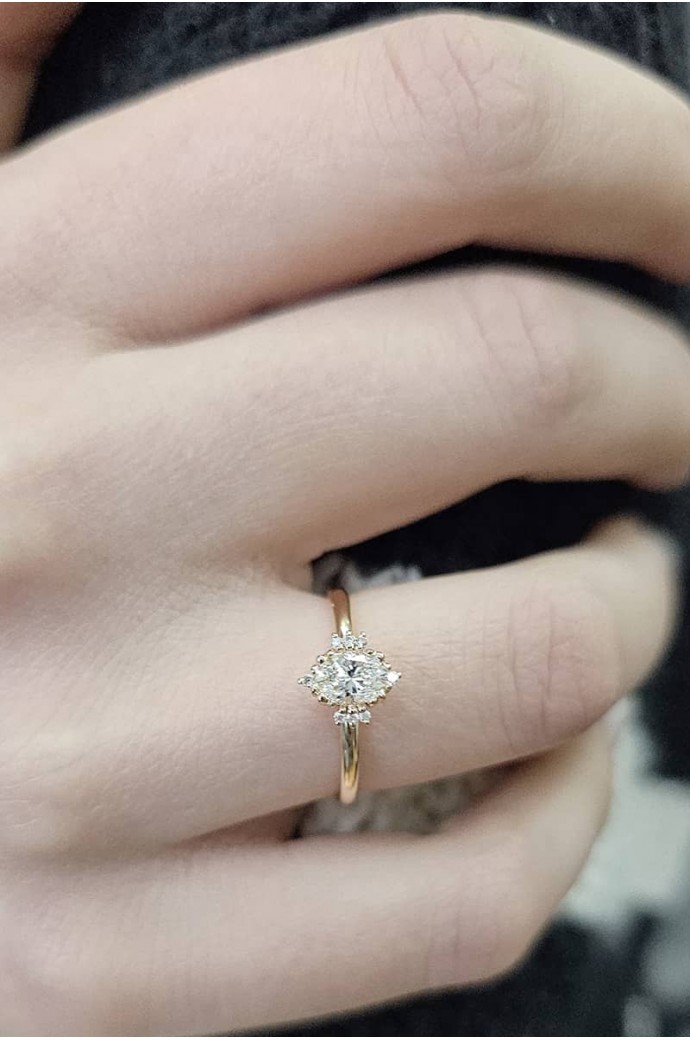 Tektaş Pırlanta Yüzük Markiz Kesim 0,44 Karat