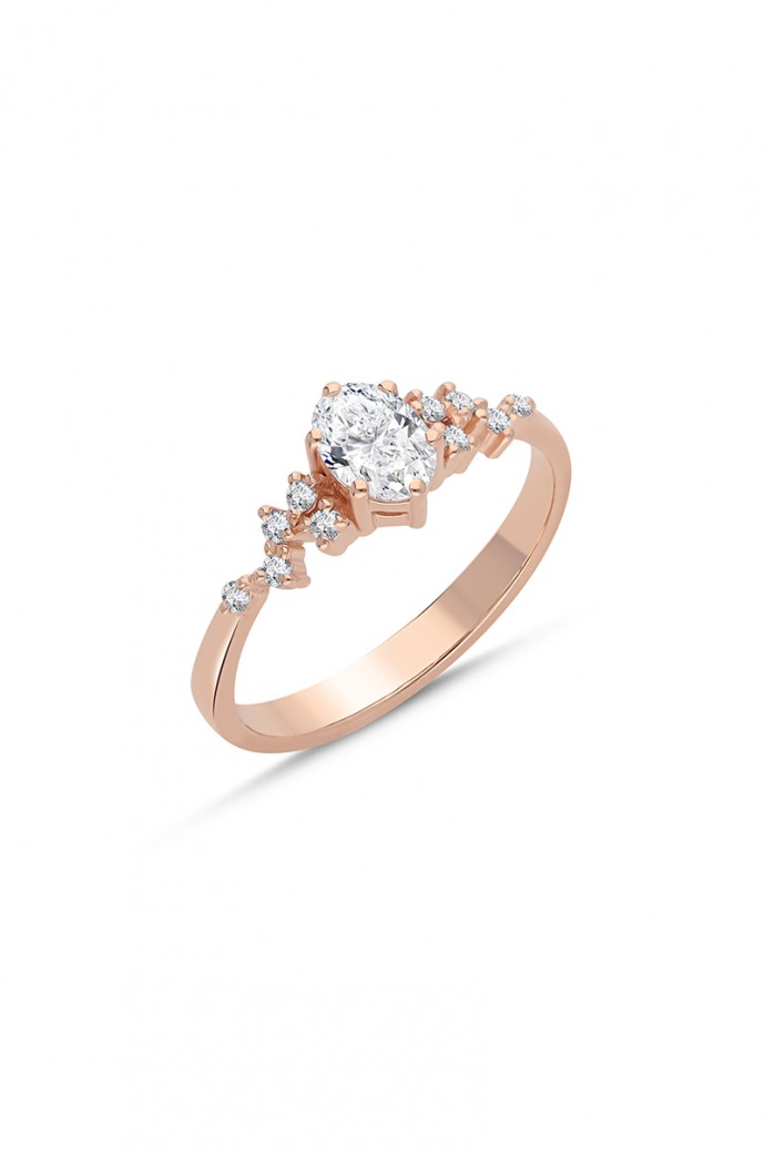 Tektaş Pırlanta Yüzük Oval Kesim 0,49 Karat