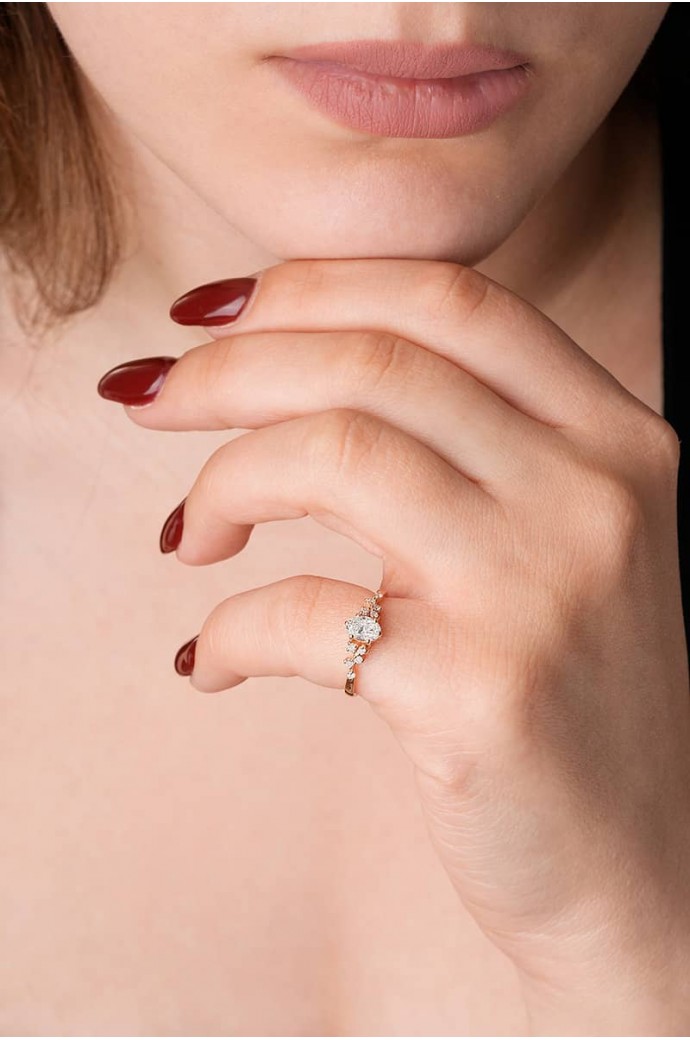 Tektaş Pırlanta Yüzük Oval Kesim 0,49 Karat