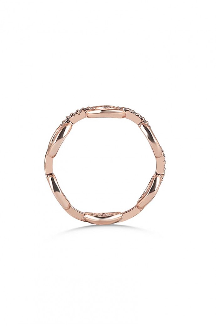 Günlük Minimal Pırlantalı Rose Alyans 0,04 Karat