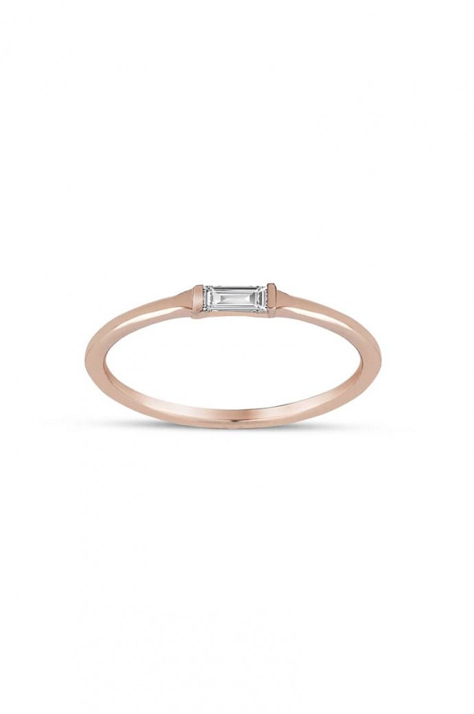 Günlük Minimal Baget Pırlantalı Yüzük 0,08 Karat 