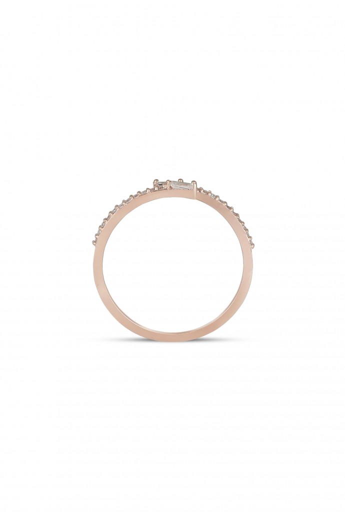 Günlük Minimal Baget Pırlantalı Yüzük 0,14 Karat 