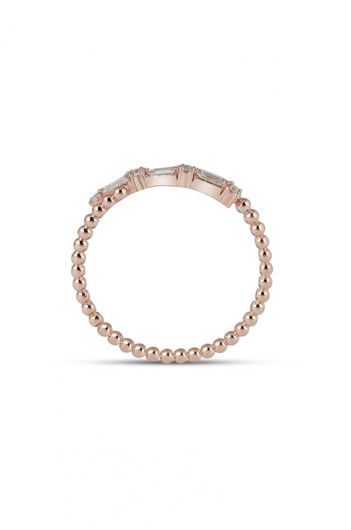 Günlük Minimal Baget Pırlantalı Yüzük 0,13 Karat 