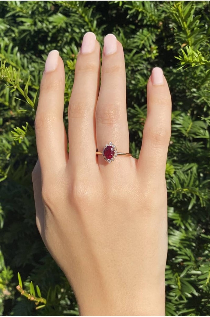 Günlük Minimal Yakutlu Pırlantalı  Yüzük 1,69 Karat 