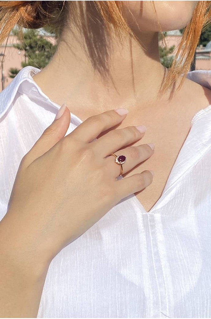 Günlük Minimal Yakutlu Pırlantalı  Yüzük 1,69 Karat 