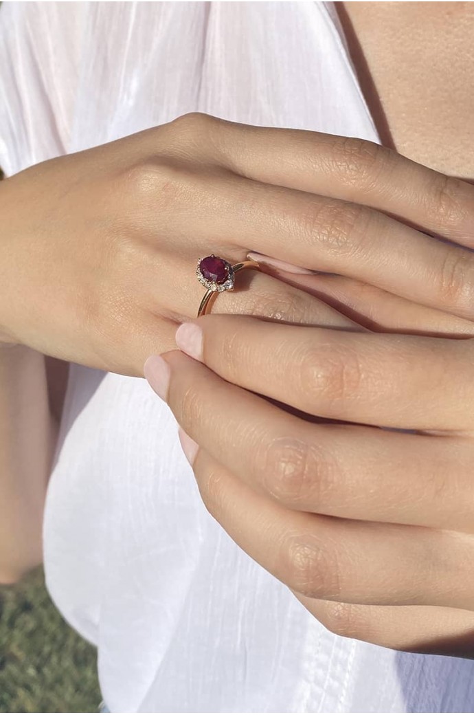 Günlük Minimal Yakutlu Pırlantalı  Yüzük 1,69 Karat 