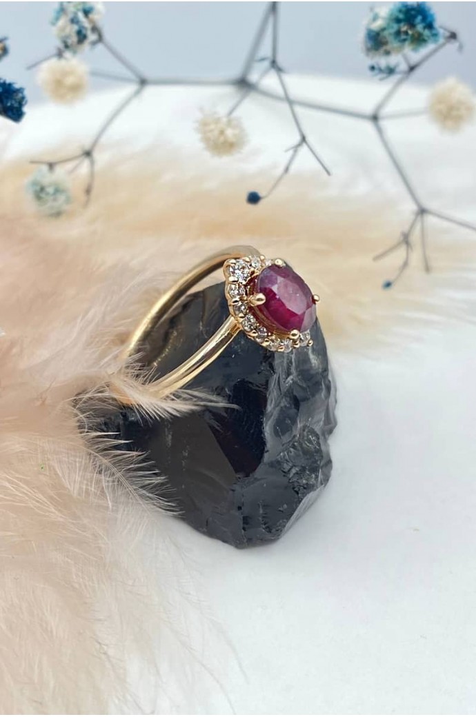 Günlük Minimal Yakutlu Pırlantalı  Yüzük 1,69 Karat 