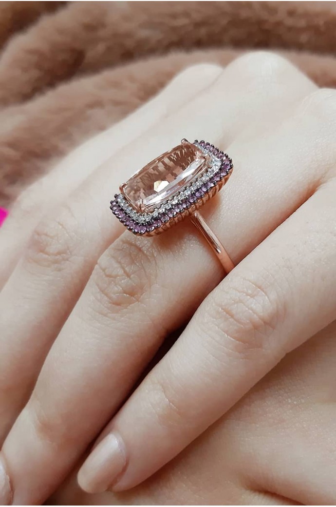 Morganitli Pırlantalı Yüzük 5,33 Karat