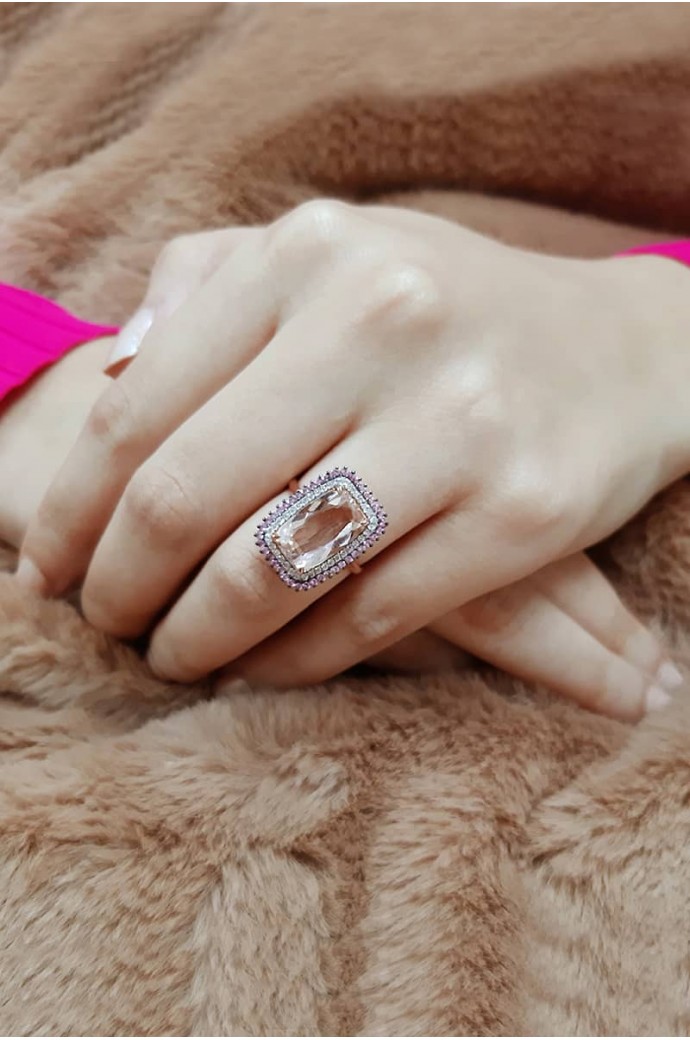 Morganitli Pırlantalı Yüzük 5,33 Karat