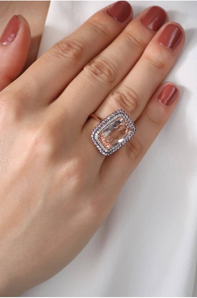 Morganitli Pırlantalı Yüzük 5,33 Karat
