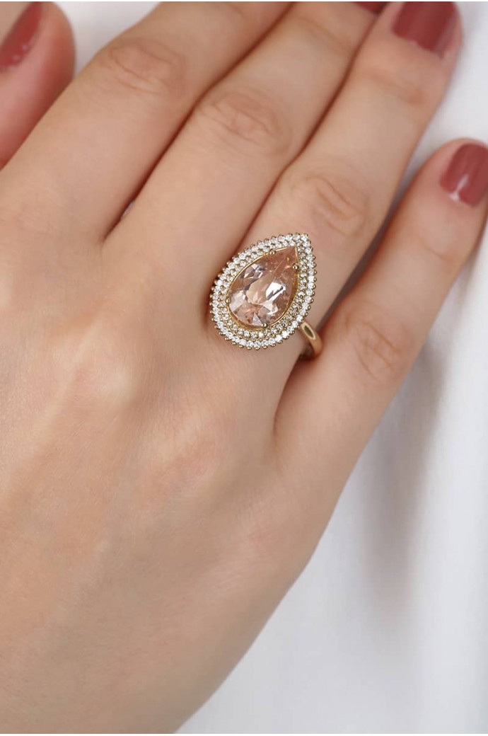 Morganitli Pırlantalı Yüzük 3,53 Karat