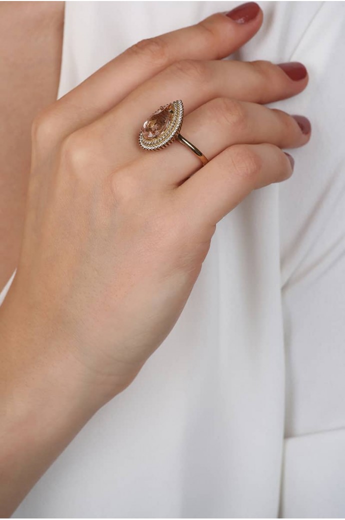 Morganitli Pırlantalı Yüzük 3,53 Karat