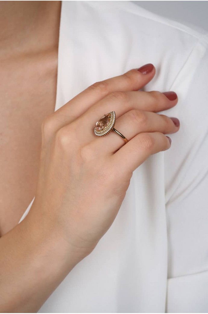 Morganitli Pırlantalı Yüzük 3,53 Karat