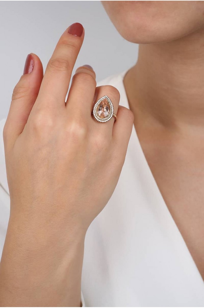 Morganitli Pırlantalı Yüzük 3,53 Karat