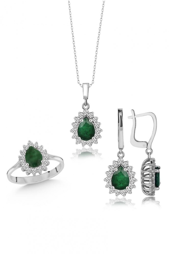 000 Yeşil Kuvars Taşlı Pırlantalı Mini Set 3,86 Karat