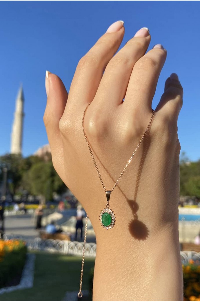 Yeşil Kuvars Taşlı Pırlantalı Mini Set 3,15 Karat