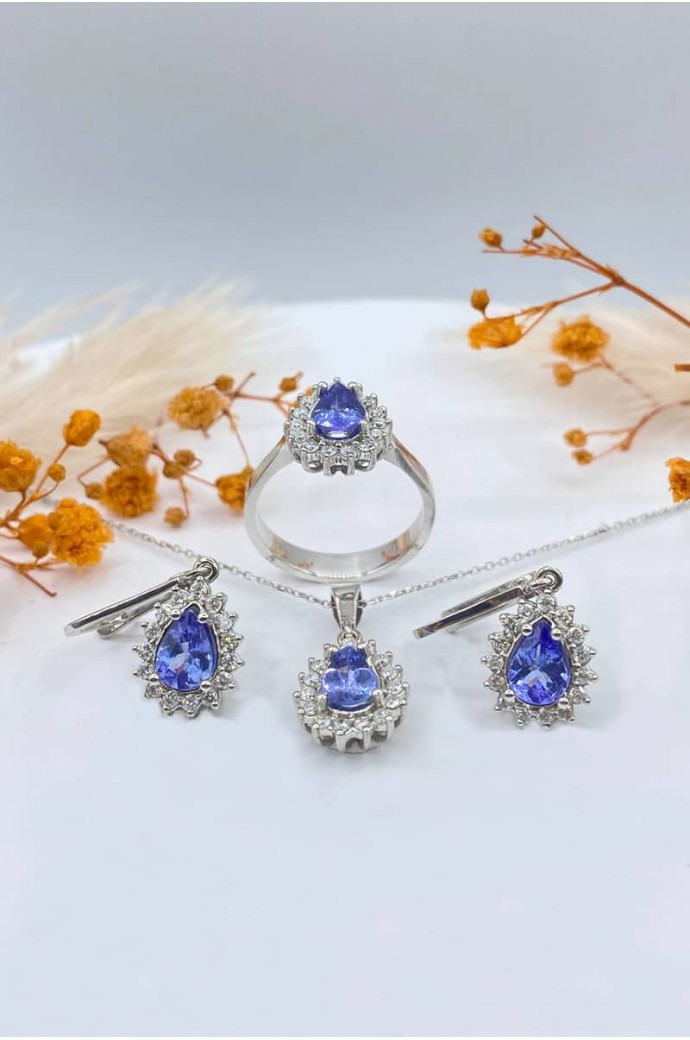 Tanzanit Taşlı Pırlantalı Mini Set 2,83 Karat