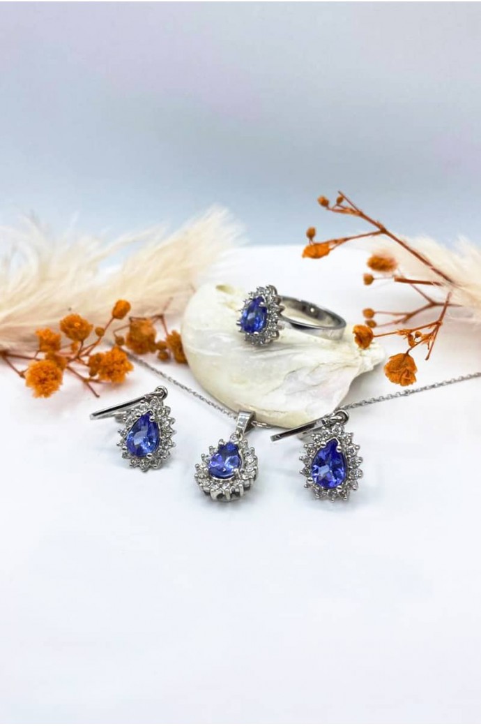 Tanzanit Taşlı Pırlantalı Mini Set 2,83 Karat