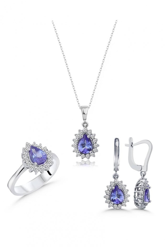 Tanzanit Taşlı Pırlantalı Mini Set 2,83 Karat