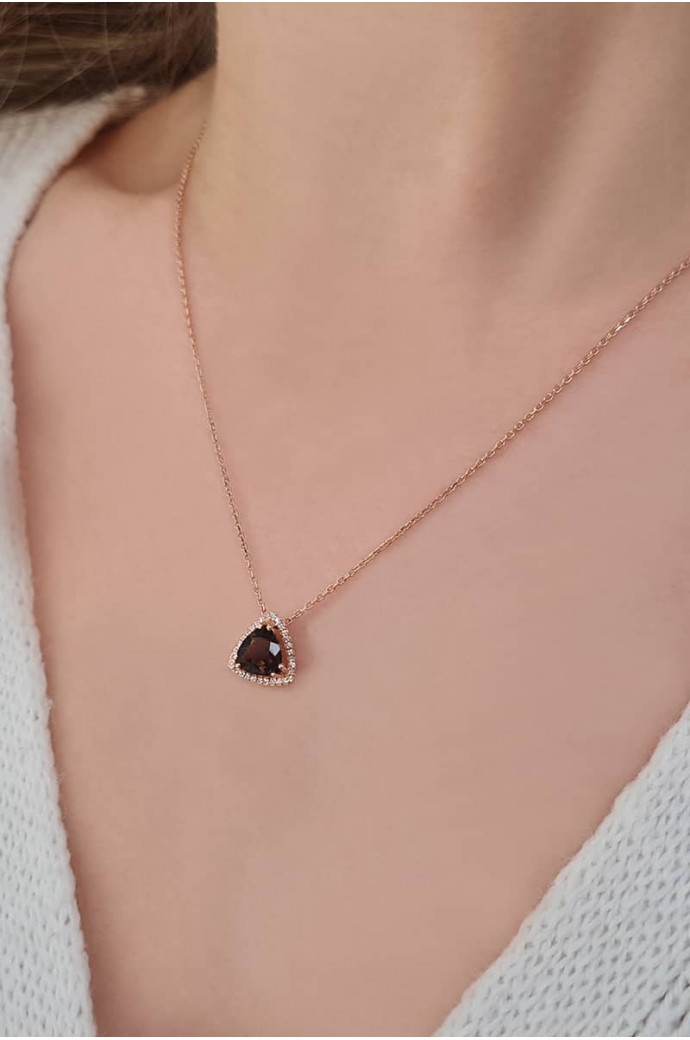 Smoky Taşlı Pırlantalı Kolye 1,09 Karat