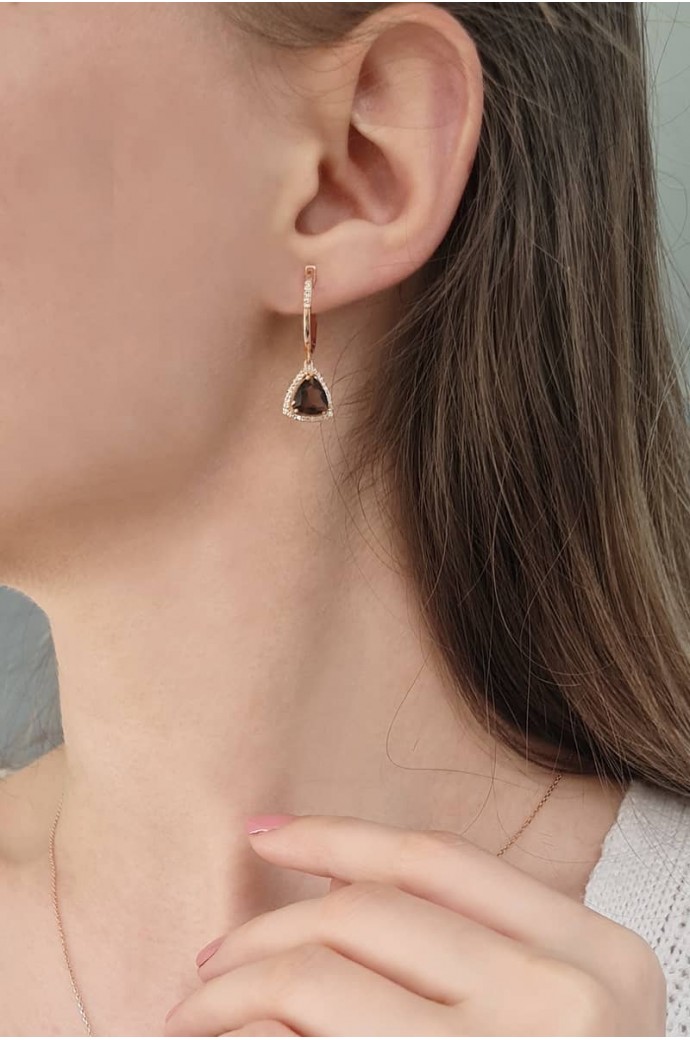 Smoky Taşlı Pırlantalı Küpe 2,18 Karat