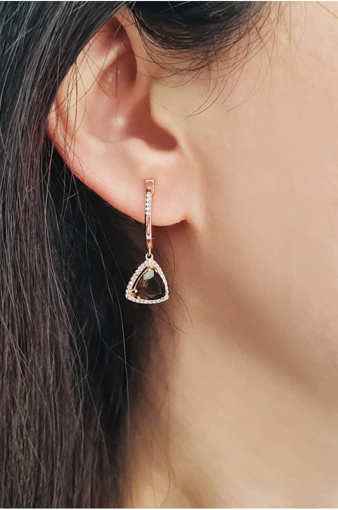 Smoky Taşlı Pırlantalı Küpe 2,18 Karat