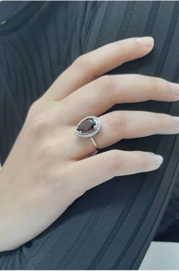 Garnetli Pırlantalı Yüzük 2,93 Karat 