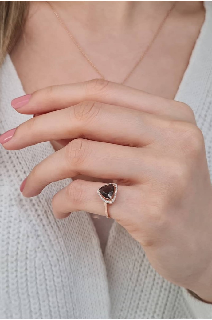 Smoky Taşlı Pırlantalı Yüzük 1,09 Karat