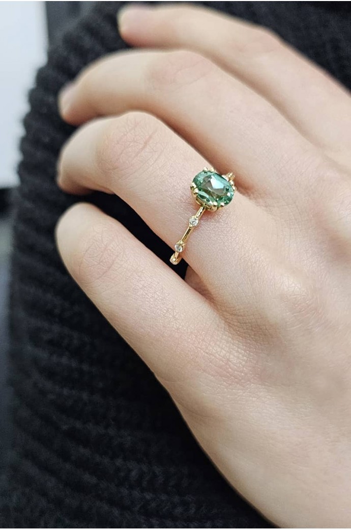 Yeşil Taşlı Pırlantalı Yüzük 1,20 Karat