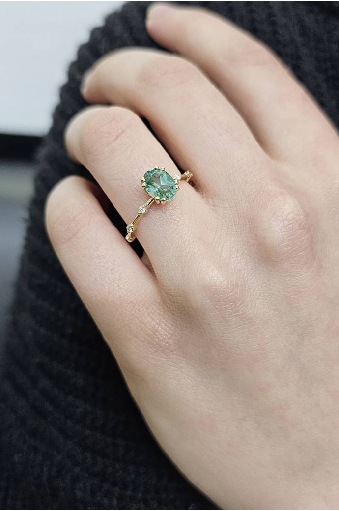 Yeşil Taşlı Pırlantalı Yüzük 1,20 Karat