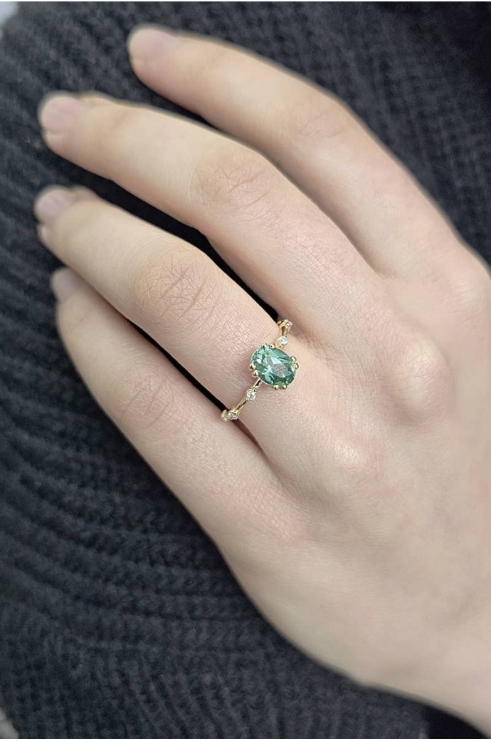 Yeşil Taşlı Pırlantalı Yüzük 1,20 Karat