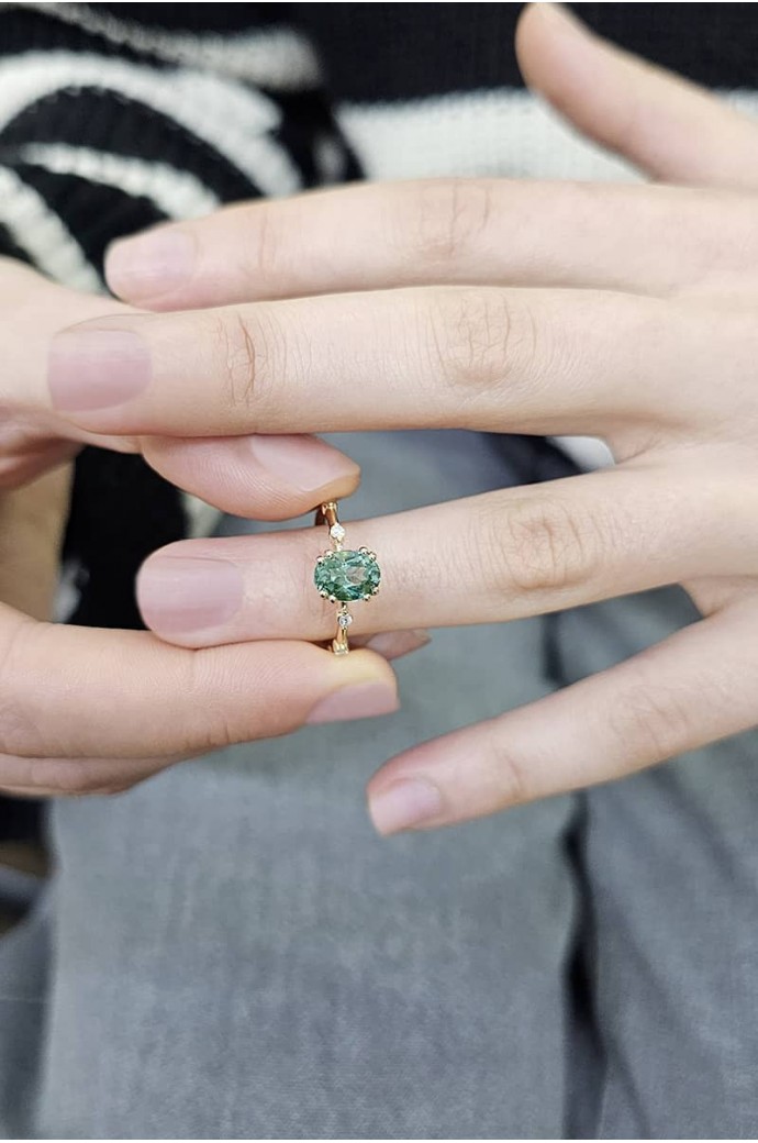 Yeşil Taşlı Pırlantalı Yüzük 1,20 Karat