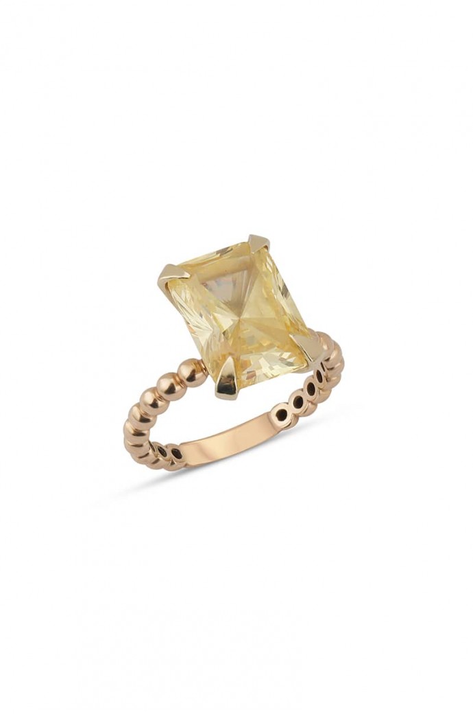 Sarı Kuvars Taşlı Yüzük 4,00 Karat